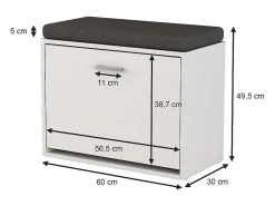 Banco para sapatos branco 60x30x49.5 georg