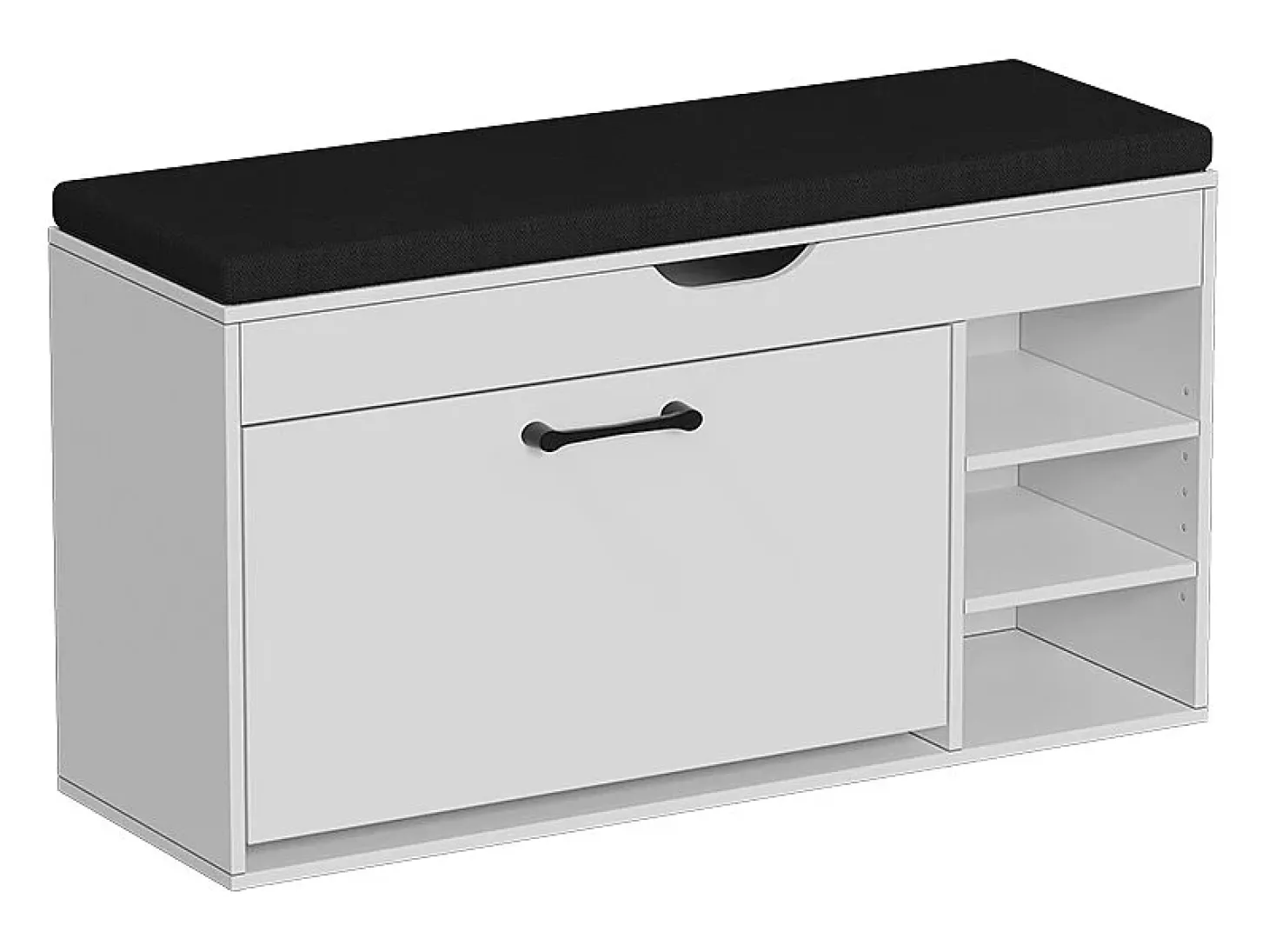 Banco para sapatos branco/preto 90x30x50 solino