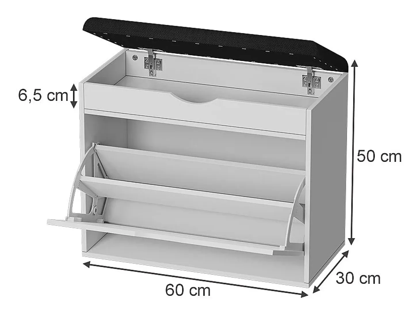 Banco para sapatos branco 60x30x51 schufy