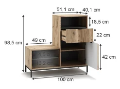 Banco para sapatos carvalho viking 100x40x98.5 eliza