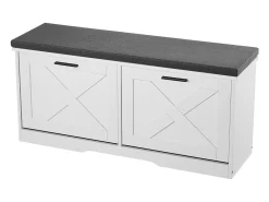 Banco para Sapatos de Entrada SucceBuy 100x30.5x47.5 cm, Banco Armazenamento com Gavetas Dobráveis, Almofada e Portas Abatíveis, 199,6 kg, Sapat estreito