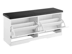 Banco para Sapatos de Entrada SucceBuy 100x30.5x47.5 cm, Banco Armazenamento com Gavetas Dobráveis, Almofada e Portas Abatíveis, 199,6 kg, Sapat estreito