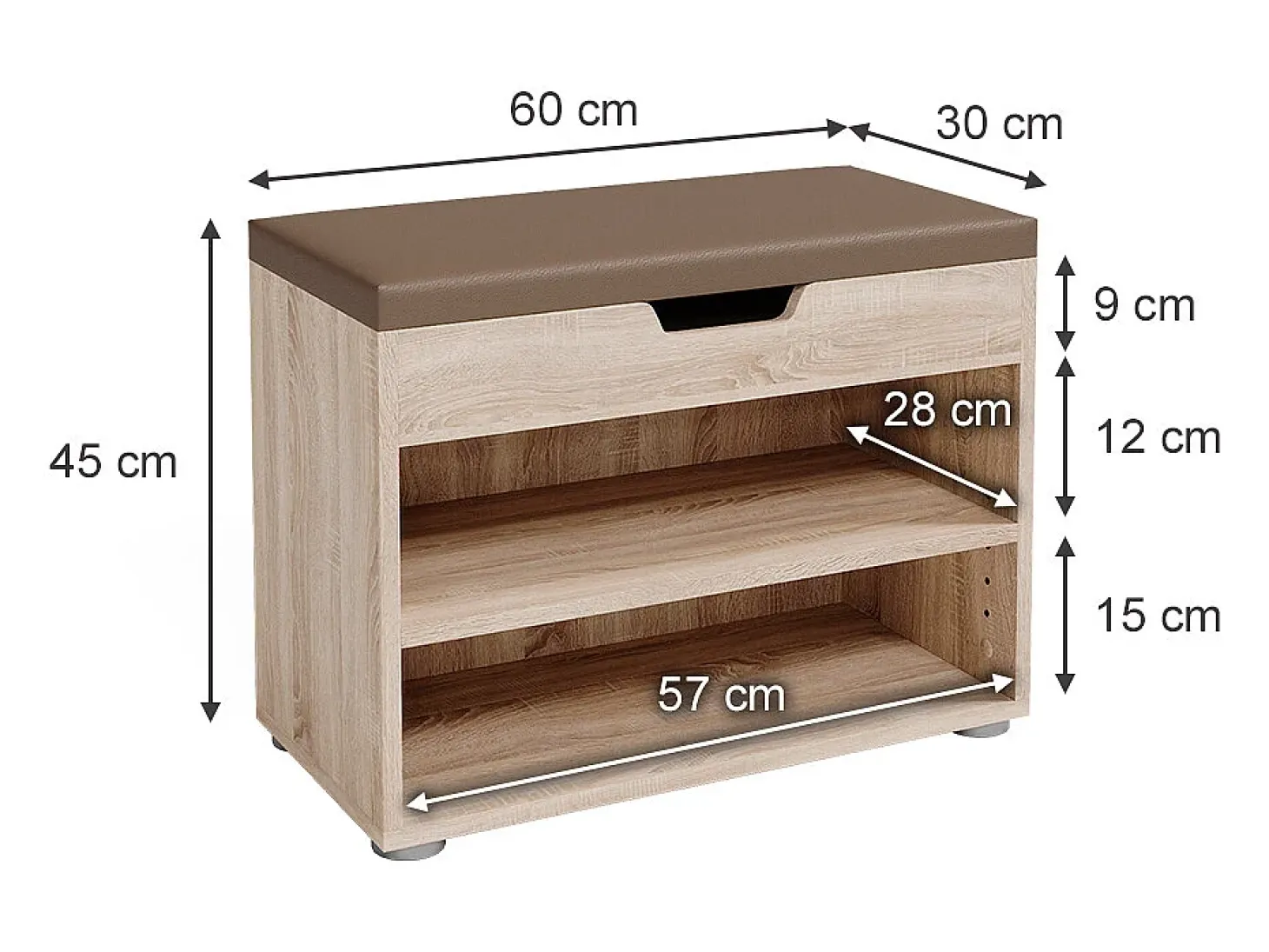 Banco para sapatos sonoma 60x30x45 rolfe