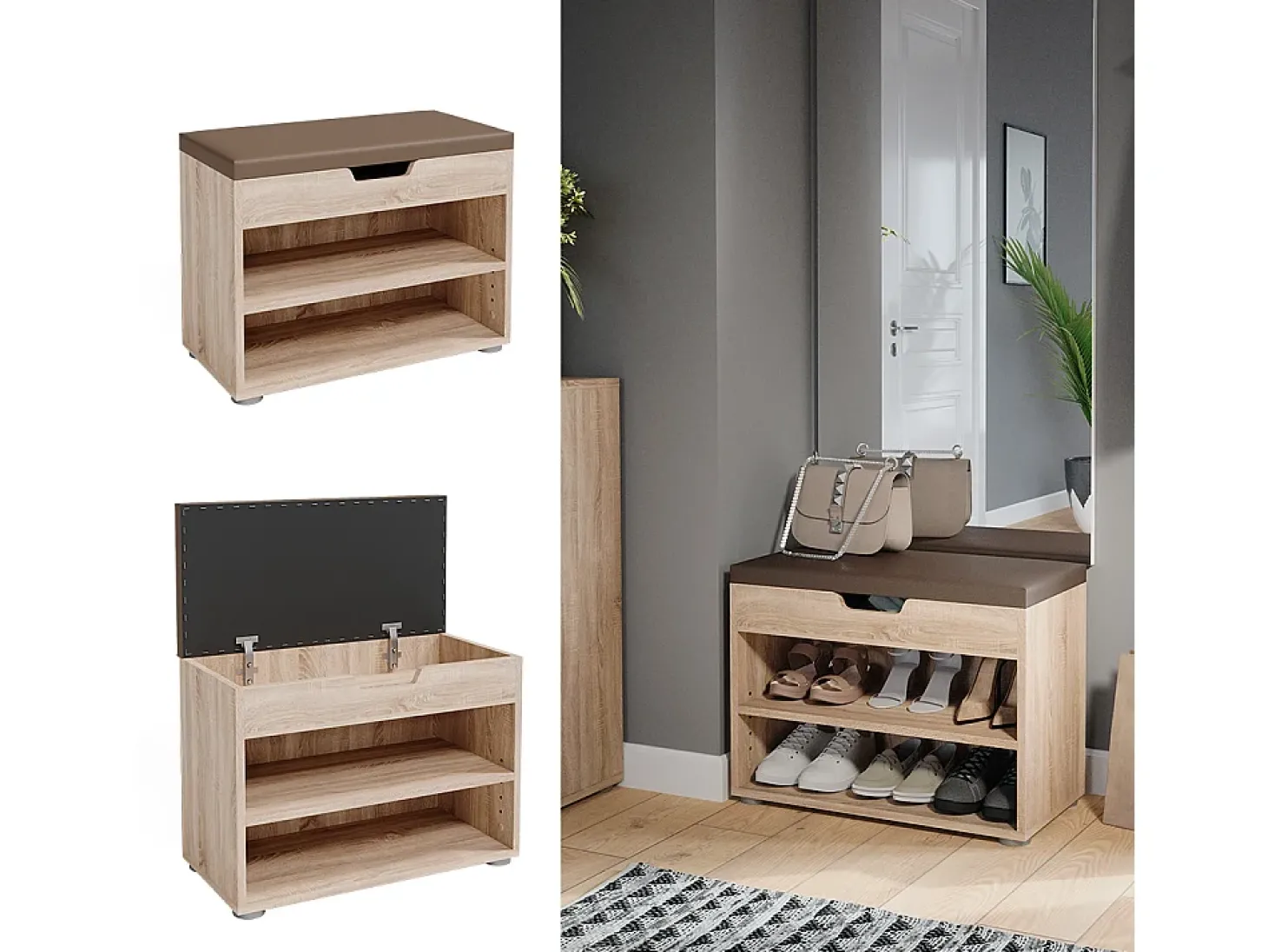 Banco para sapatos sonoma 60x30x45 rolfe