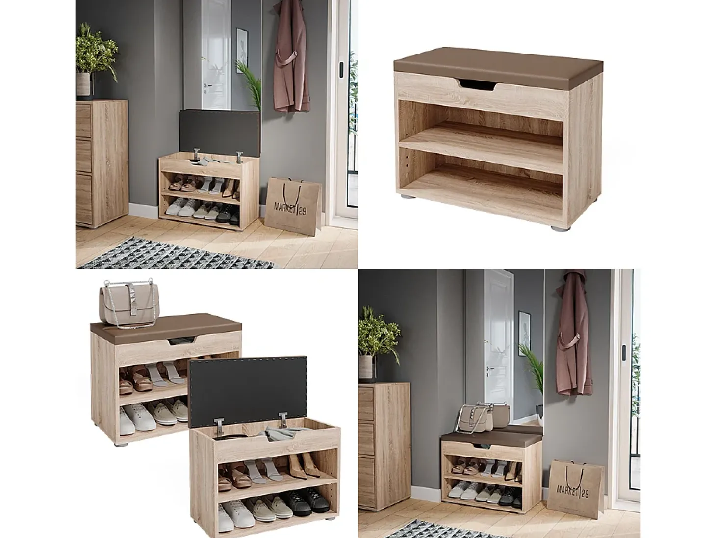 Banco para sapatos sonoma 60x30x45 rolfe