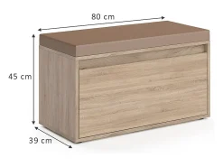 Banco para sapatos sonoma 80x39x45 iker