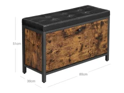 Banco para Sapatos 80x30x51 cm preto vintage castanho
