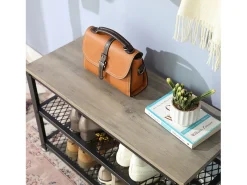 Banco para Sapatos 73x30x45 cm greige e preto