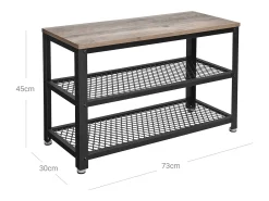 Banco para Sapatos 73x30x45 cm greige e preto