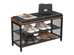 Banco para sapatos 80x30x48 cm preto Vintage castanho copadion