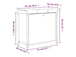 Banco sapateira c/ gaveta articulada 62x32x56cm carvalho fumado