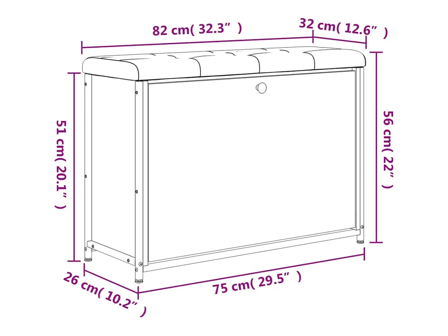 Banco sapateira c/ gaveta articulada 82x32x56cm cinzento sonoma