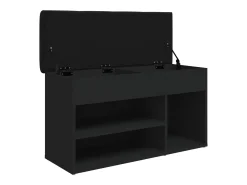 Banco sapateira 82x32x45,5 cm derivados de madeira preto PT940139