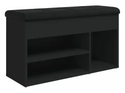 Banco sapateira 82x32x45,5 cm derivados de madeira preto PT940139