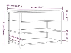 Banco sapateira 70x42,5x50 cm derivados madeira cinzento sonoma