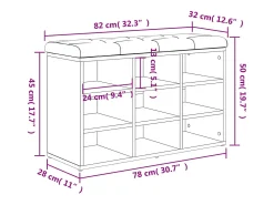 Banco sapateira 82x32x50 cm derivados madeira cinzento cimento