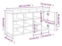 Banco sapateira 102x32x50 cm derivados madeira cinzento cimento