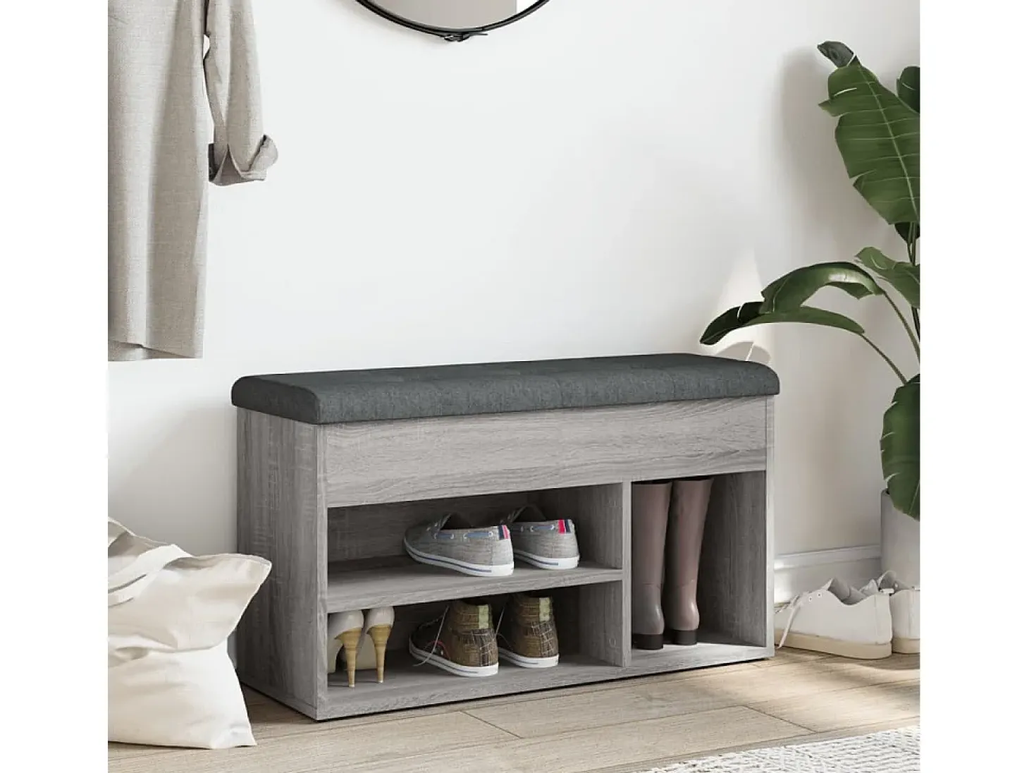 Banco sapateira 82x32x45,5 cm derivados madeira cinzento sonoma PT626591