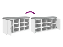 Banco sapateira 102x32x50 cm derivados de madeira branco