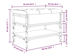 Banco sapateira 62x42x45cm derivados de madeira cinzento sonoma
