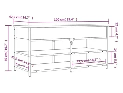 Banco sapateira 100x42,5x50cm derivados madeira cinzento sonoma