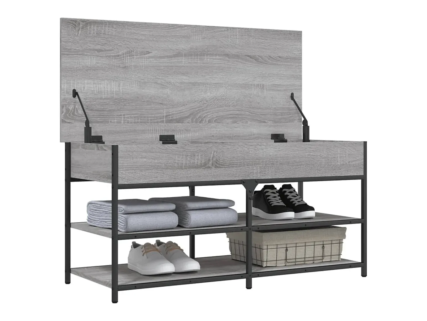 Banco sapateira 100x42,5x50cm derivados madeira cinzento sonoma
