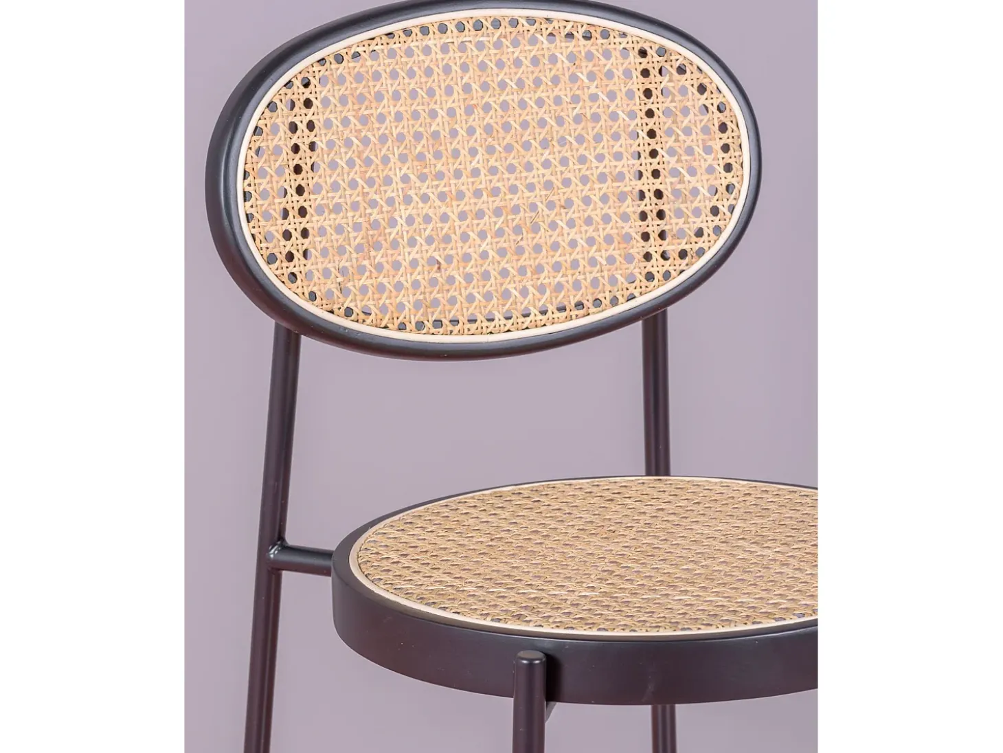 Banco vintage com design clássico em rotim natural (65cm) - Norte - Preto