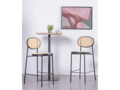 Banco vintage com design clássico em rotim natural (65cm) - Norte - Preto
