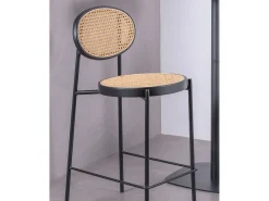 Banco vintage com design clássico em rotim natural (65cm) - Norte - Preto