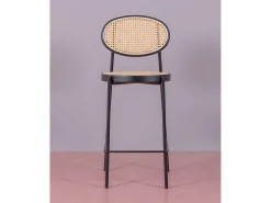 Banco vintage com design clássico em rotim natural (65cm) - Norte - Preto