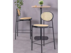 Banco vintage com design clássico em rotim natural (65cm) - Norte - Preto