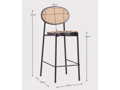 Banco vintage com design clássico em rotim natural (65cm) - Norte - Preto