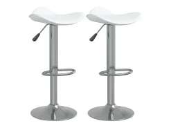 Bancos de bar 2 pcs aço cromado e couro artificial branco