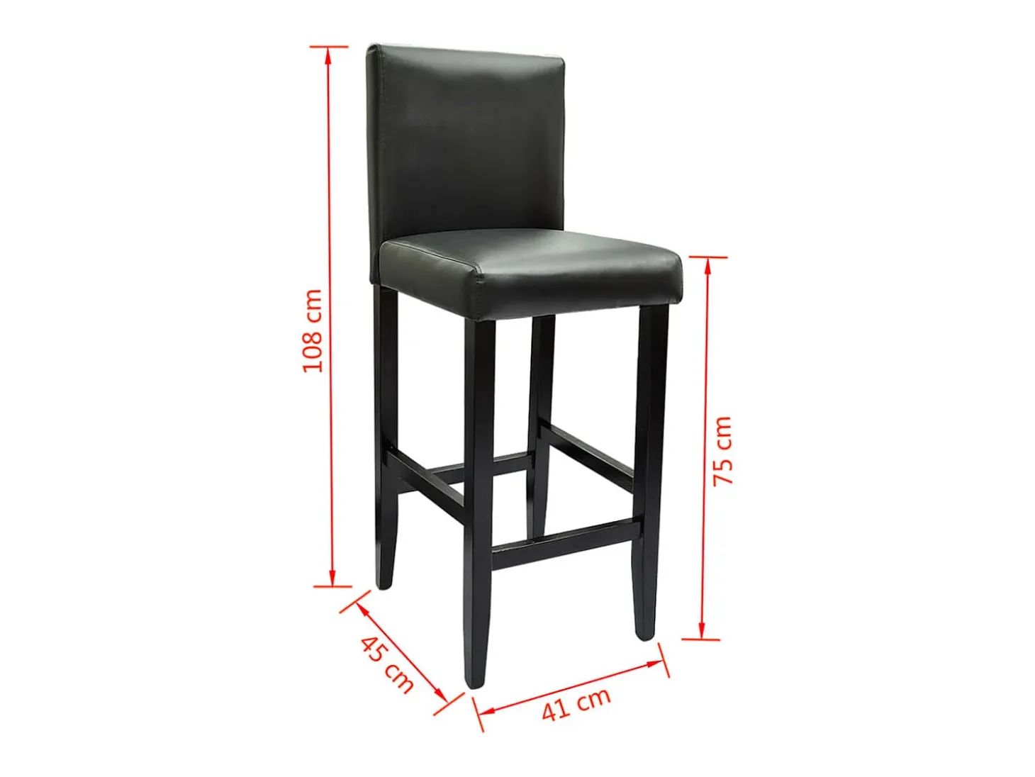Bancos de bar 2 pcs couro artificial preto