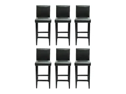 Bancos de bar 6 pcs couro artificial preto