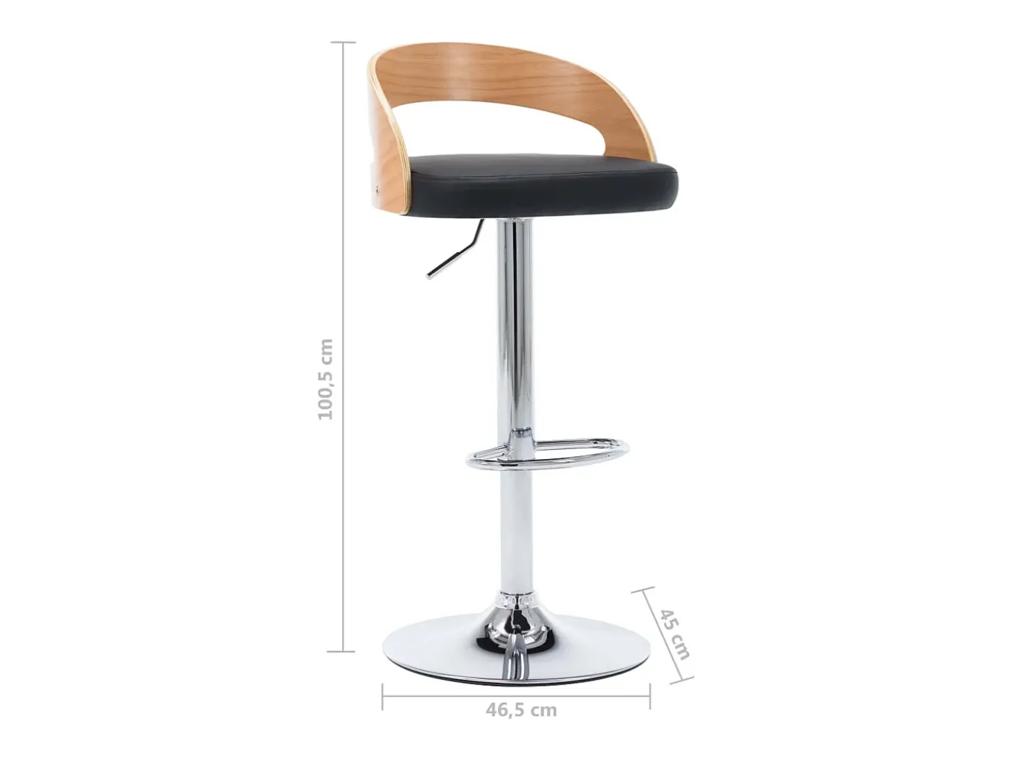 Bancos de bar 2 pcs couro artificial preto e madeira curvada
