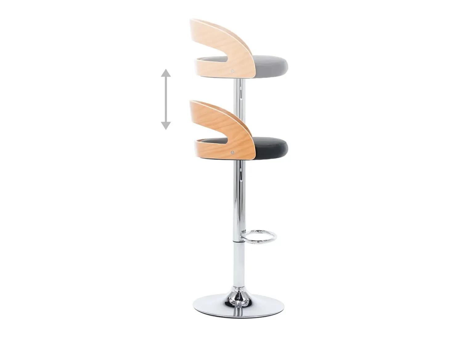Bancos de bar 2 pcs couro artificial preto e madeira curvada