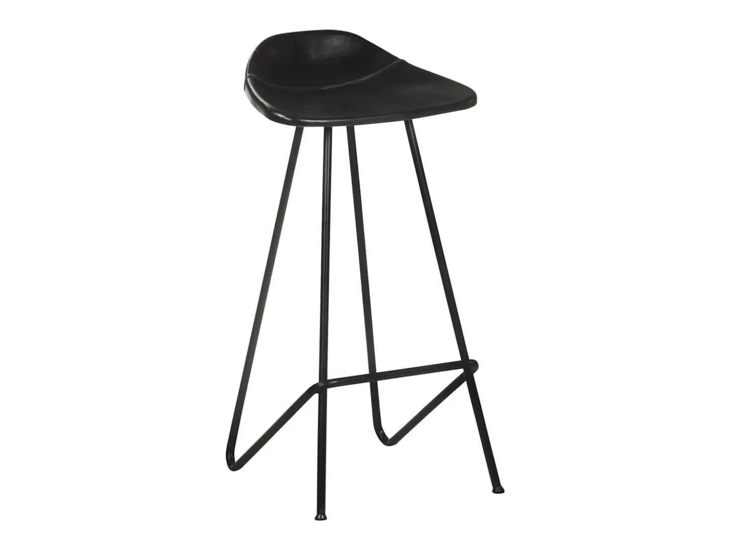 Bancos de bar 4 pcs couro genuíno preto
