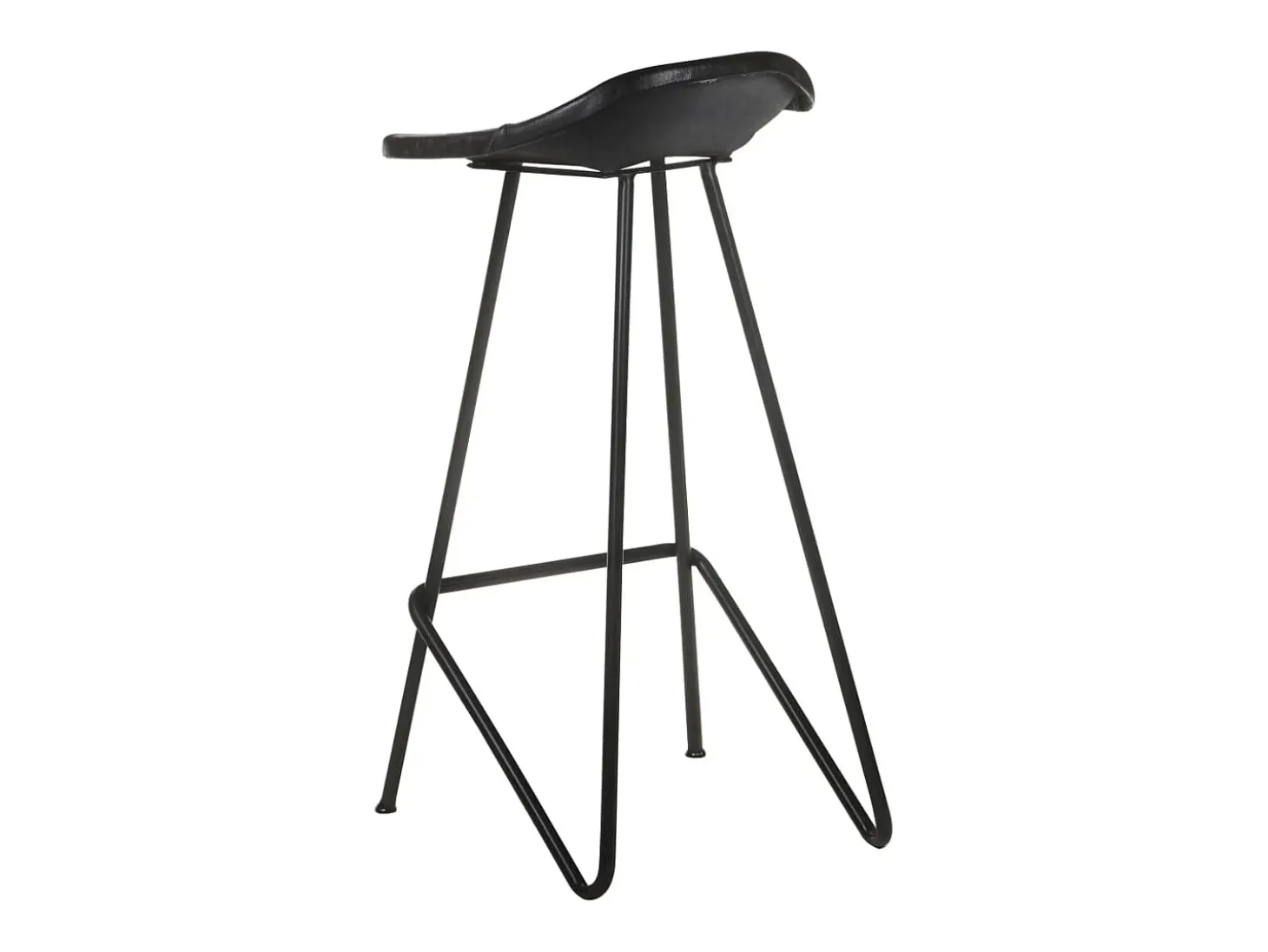 Bancos de bar 4 pcs couro genuíno preto
