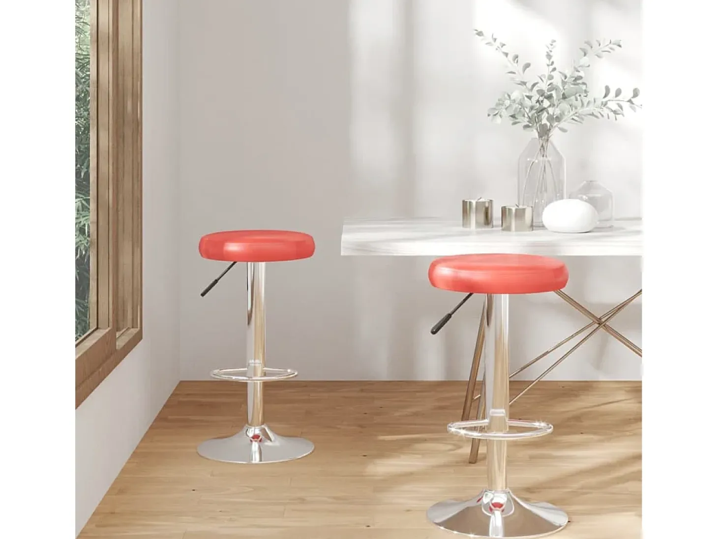 Bancos de bar 2 pcs couro artificial vermelho