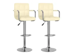 Bancos de bar 2 pcs couro artificial cor creme
