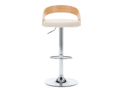 Bancos de bar 2 pcs couro artificial creme e madeira curvada