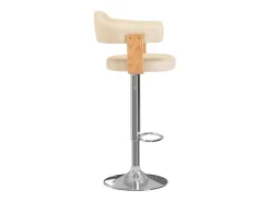 Bancos de bar 2 pcs madeira curvada e couro artificial creme