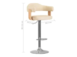 Bancos de bar 2 pcs madeira curvada e couro artificial creme