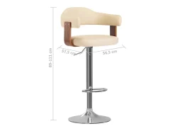 Bancos de bar 2 pcs madeira curvada e couro artificial creme