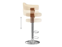 Bancos de bar 2 pcs madeira curvada e couro artificial creme