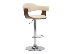 Bancos de bar 2 pcs madeira curvada e couro artificial creme PT729921