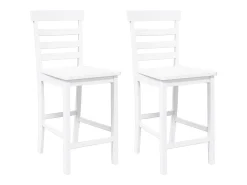 Bancos de bar 2 pcs madeira de seringueira maciça branco