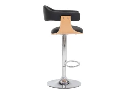 Bancos de bar 2 pcs madeira curvada e couro artificial preto