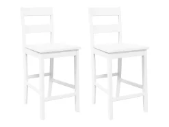 Bancos de bar 2 pcs madeira de seringueira maciça branco